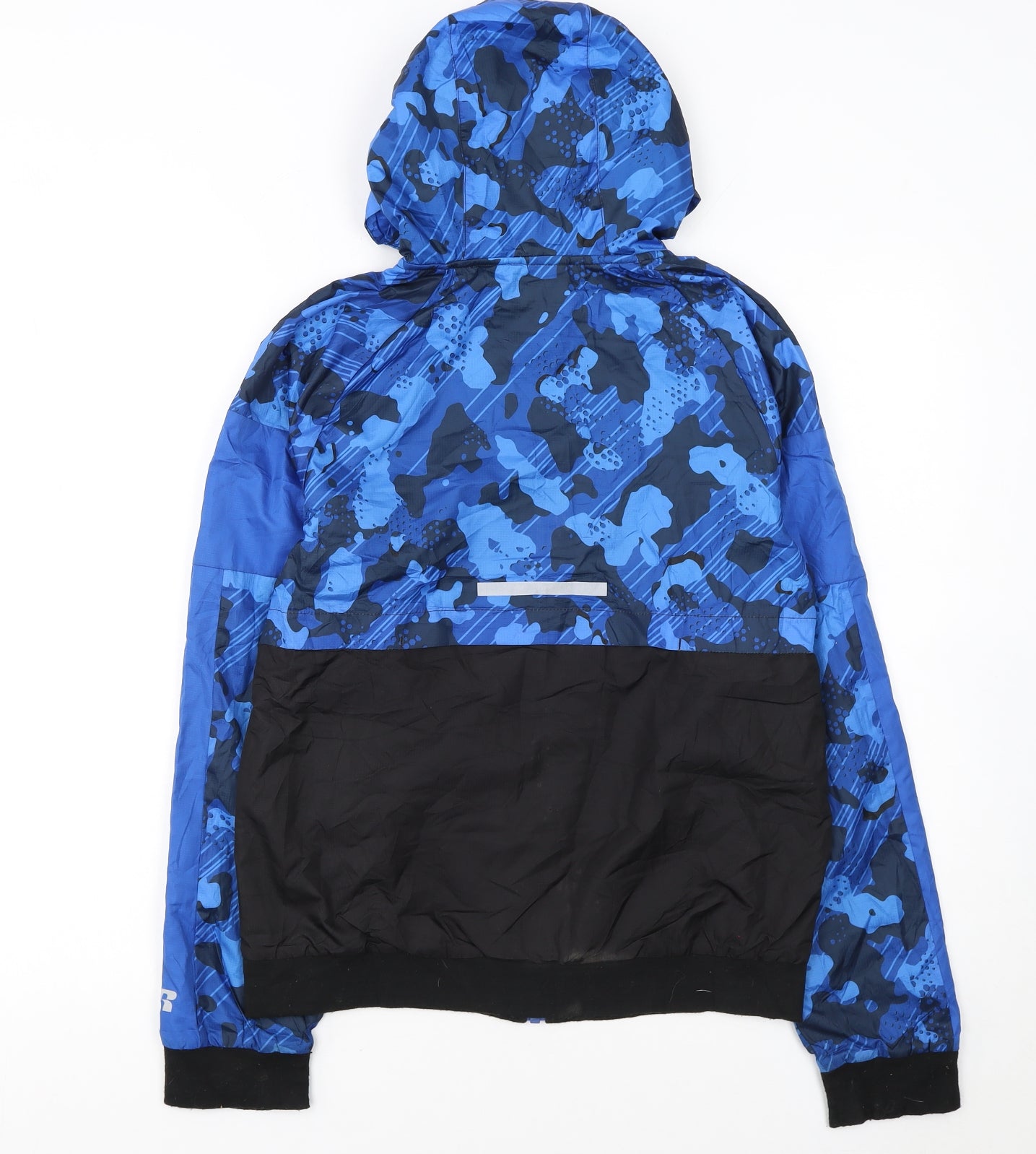 Russell Boys Blue Camouflage Hooded Windbreaker Jacket Size 18 Years