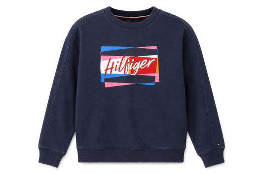 Tommy Hilfiger Girls Navy Blue Pullover Sweatshirt Size 164 Cotton Blend