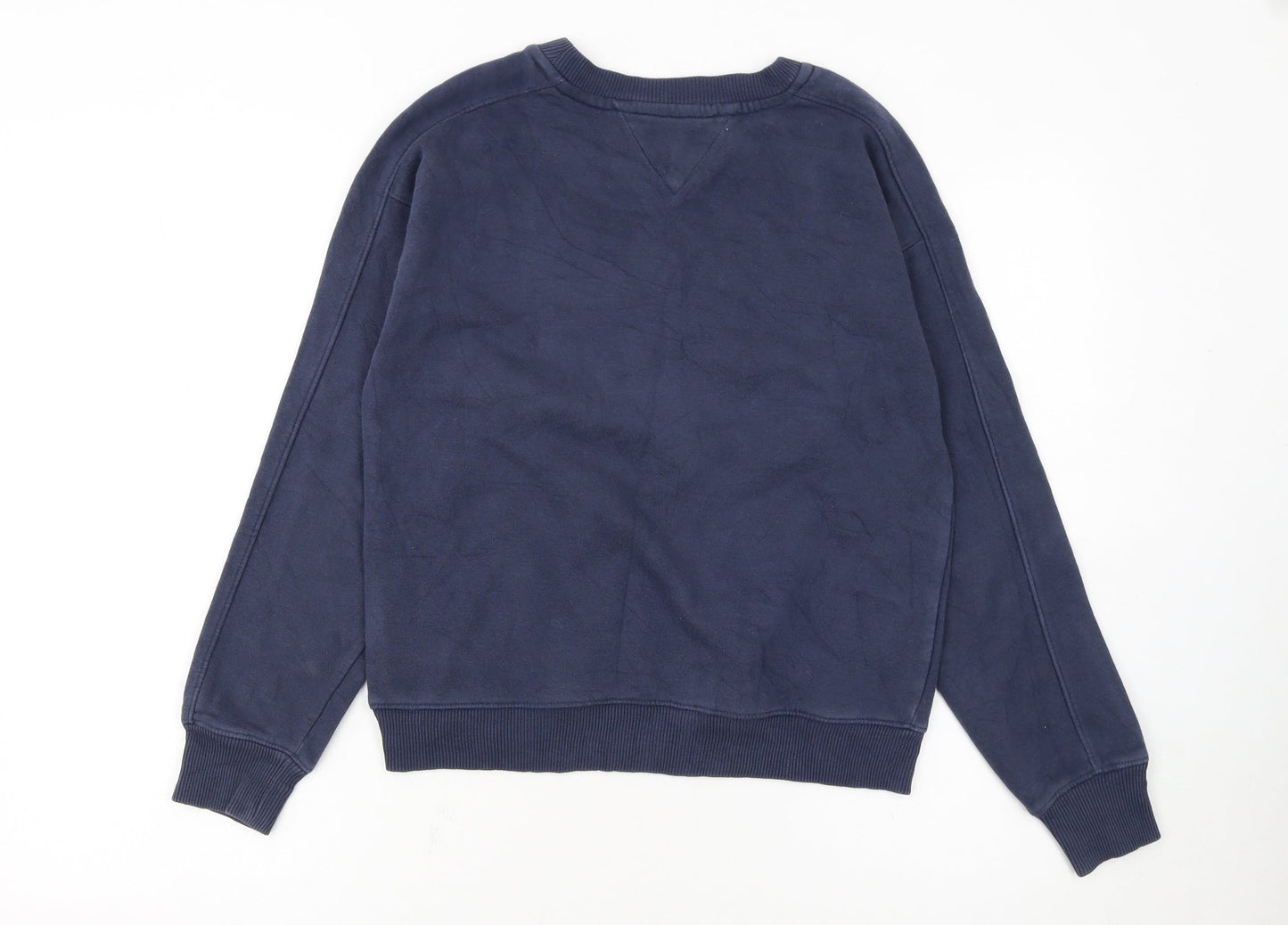 Tommy Hilfiger Girls Navy Blue Pullover Sweatshirt Size 164 Cotton Blend
