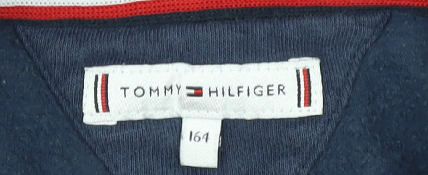 Tommy Hilfiger Girls Navy Blue Pullover Sweatshirt Size 164 Cotton Blend