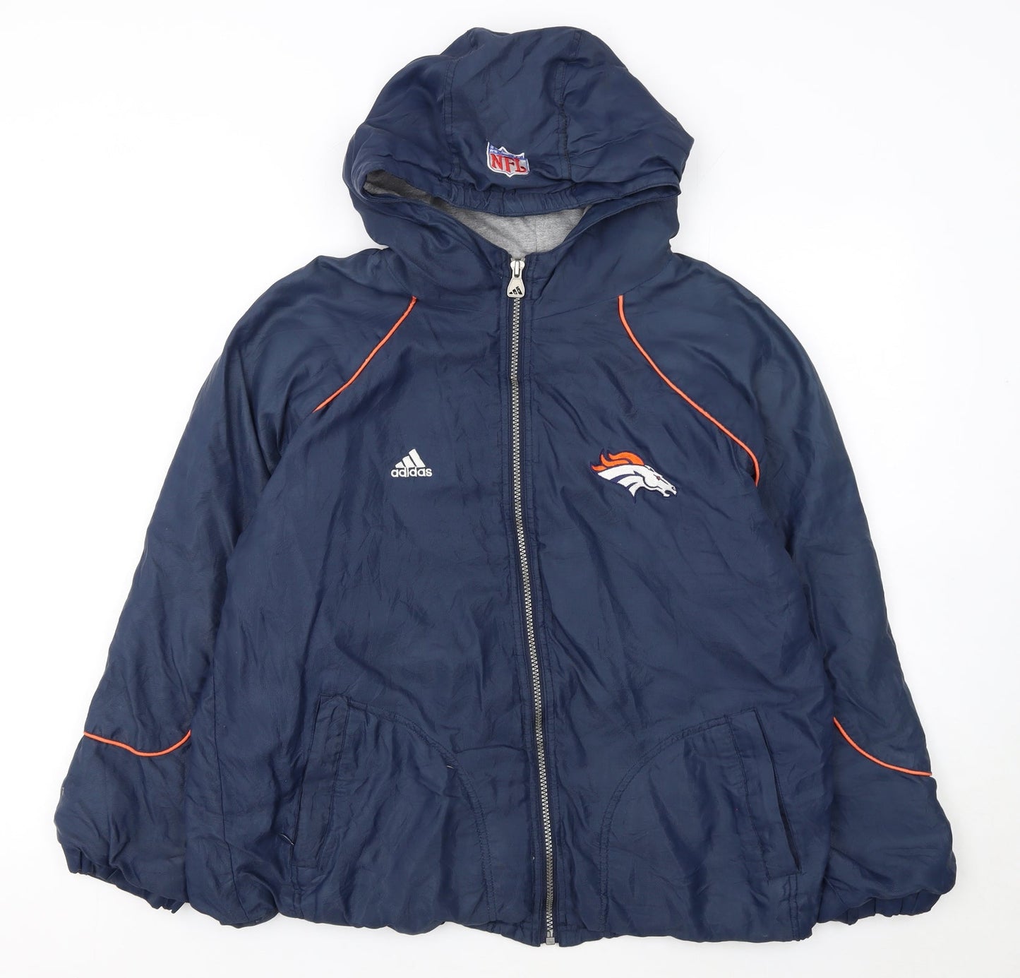 Adidas Boys Blue NFL Team Track Jacket 14 Years Hooded Full Zip