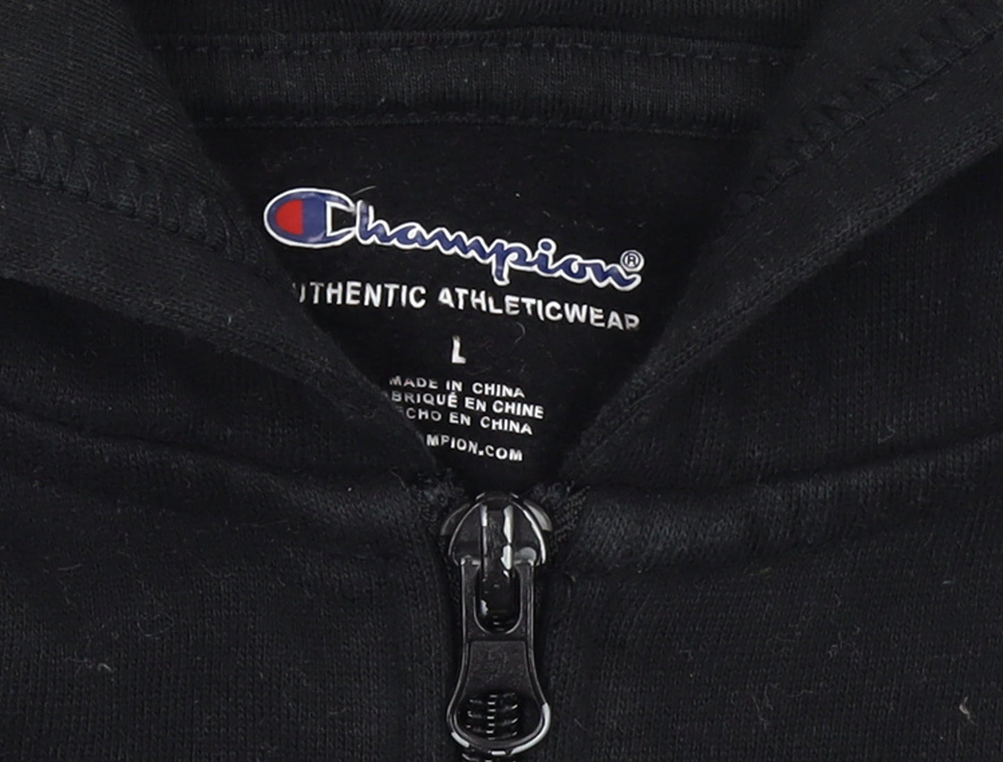 Champion Boys Black Full Zip Hoodie Size L Cotton Blend Athleticwear