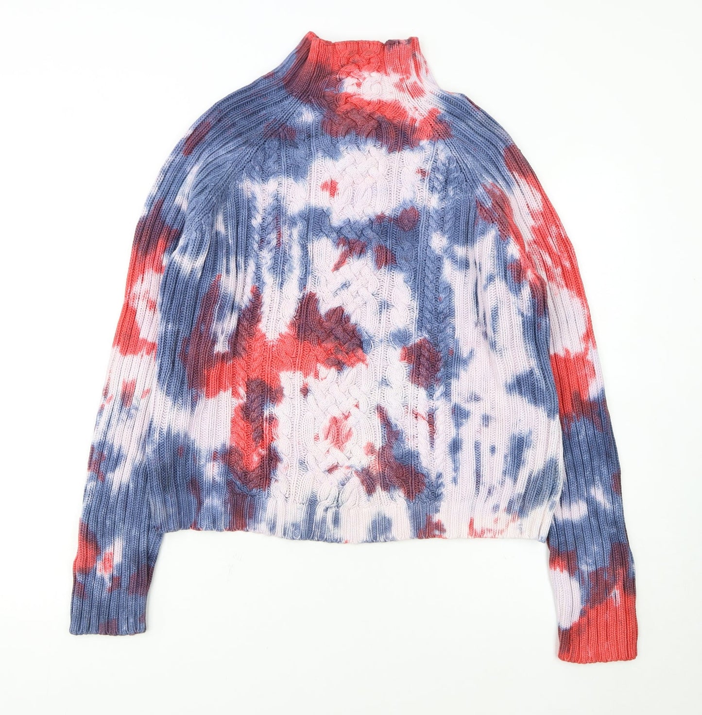 Tommy Hilfiger Womens Multicoloured XL Cable Knit High Neck Jumper