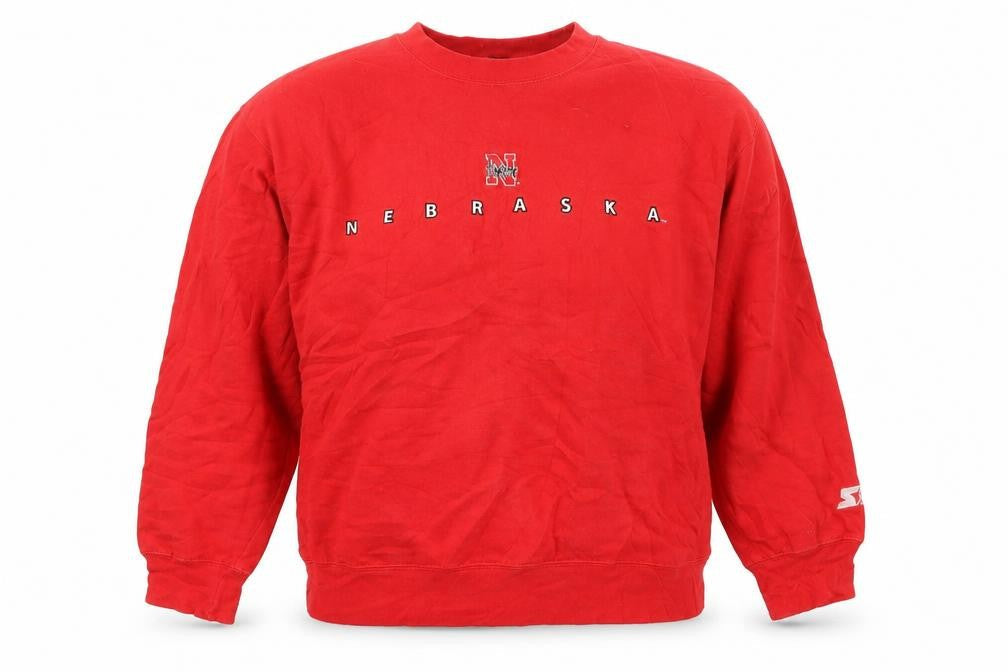 Starter Team Nebraska Red Crew Neck Sweatshirt Women L Cotton Blend