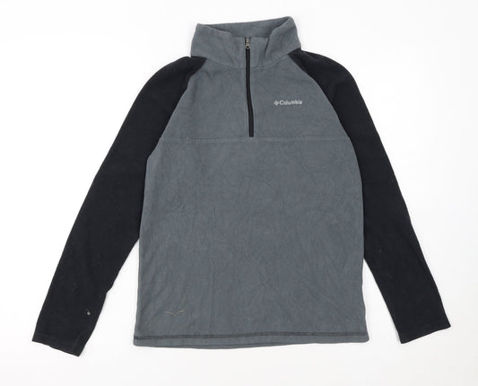 Columbia Boys Grey Fleece Quarter Zip Pullover Sweatshirt L 14-15 Years
