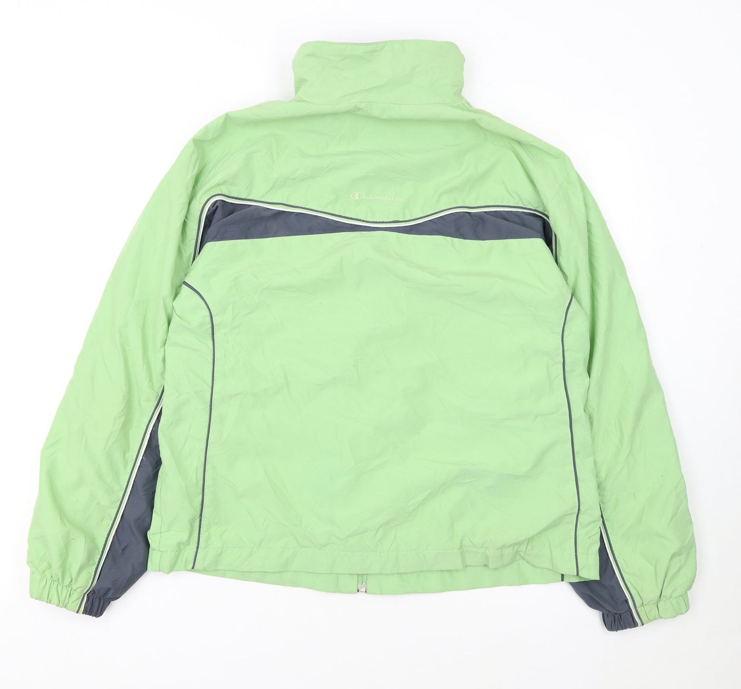 Champion Womens Green Track Jacket L Full Zip Lightweight Sportswear