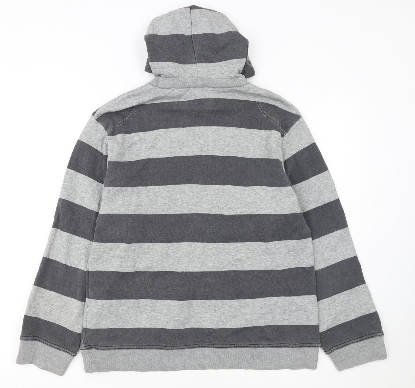 Nike Boys Grey Striped Pullover Hoodie L 12/13 Years Hooded Fleece Sweatshirt