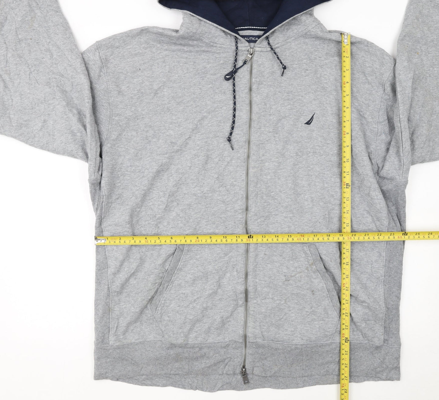 Nautica Men's Grey Full Zip Hoodie XXL Cotton Blend Casual