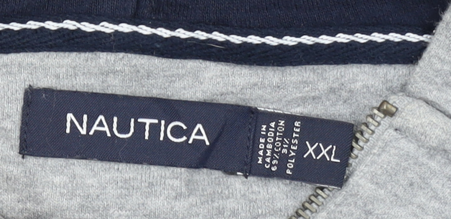 Nautica Men's Grey Full Zip Hoodie XXL Cotton Blend Casual