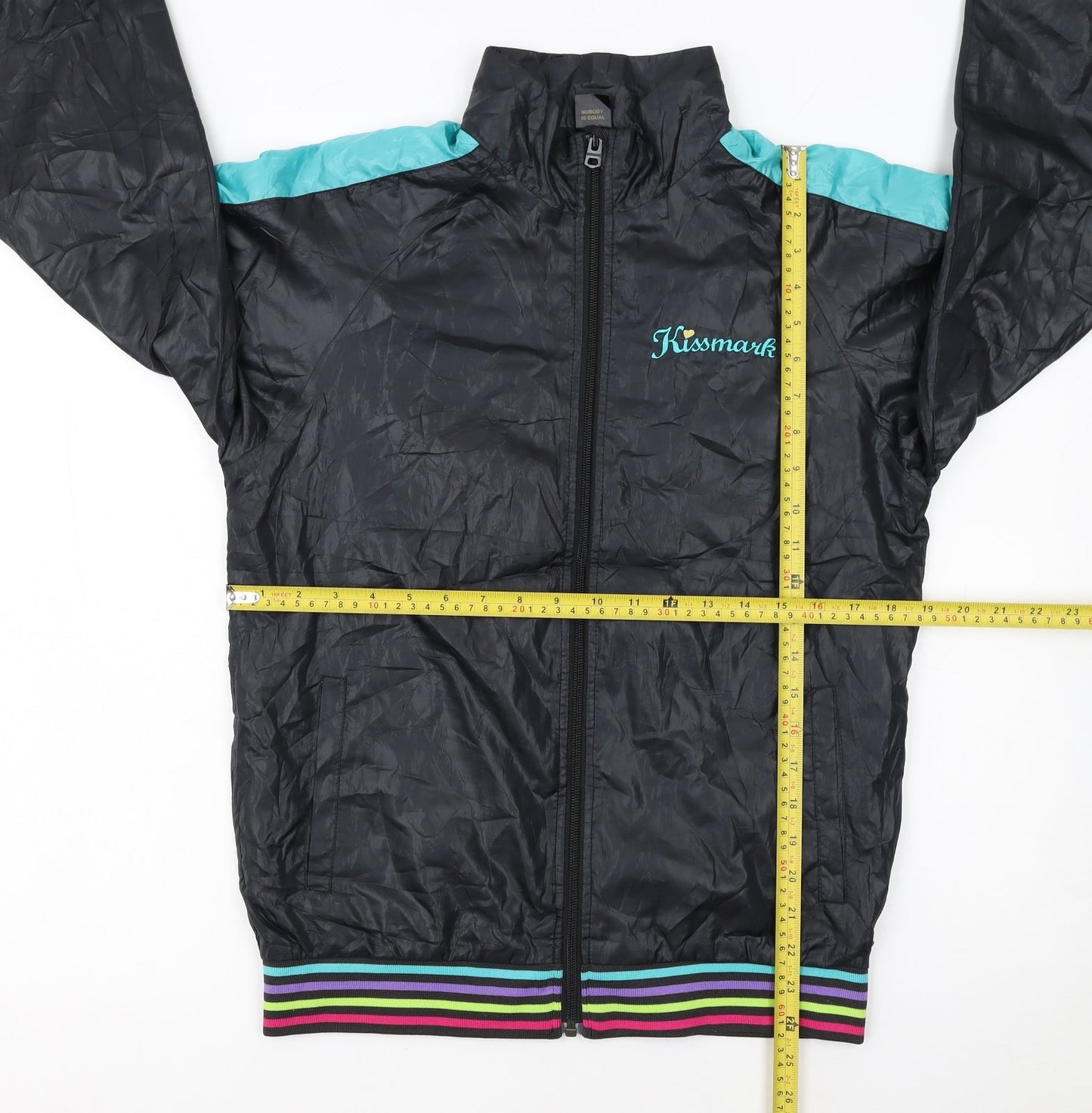 Kissmark Girls Black & Aqua Track Jacket Size 12-13 Years Lightweight Zip