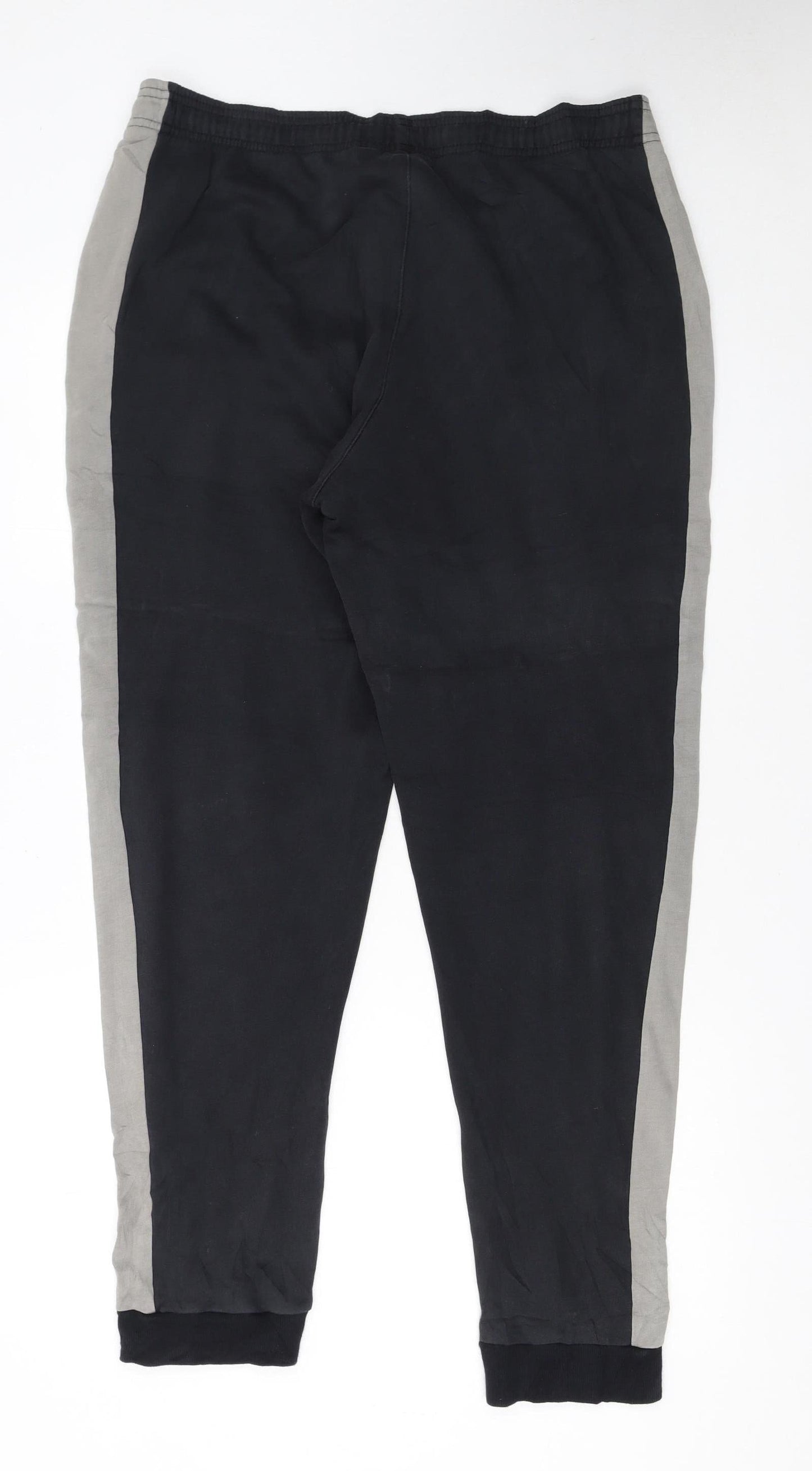 Puma Men's Black Jogger Sweatpants L Grey Side Stripes Casual