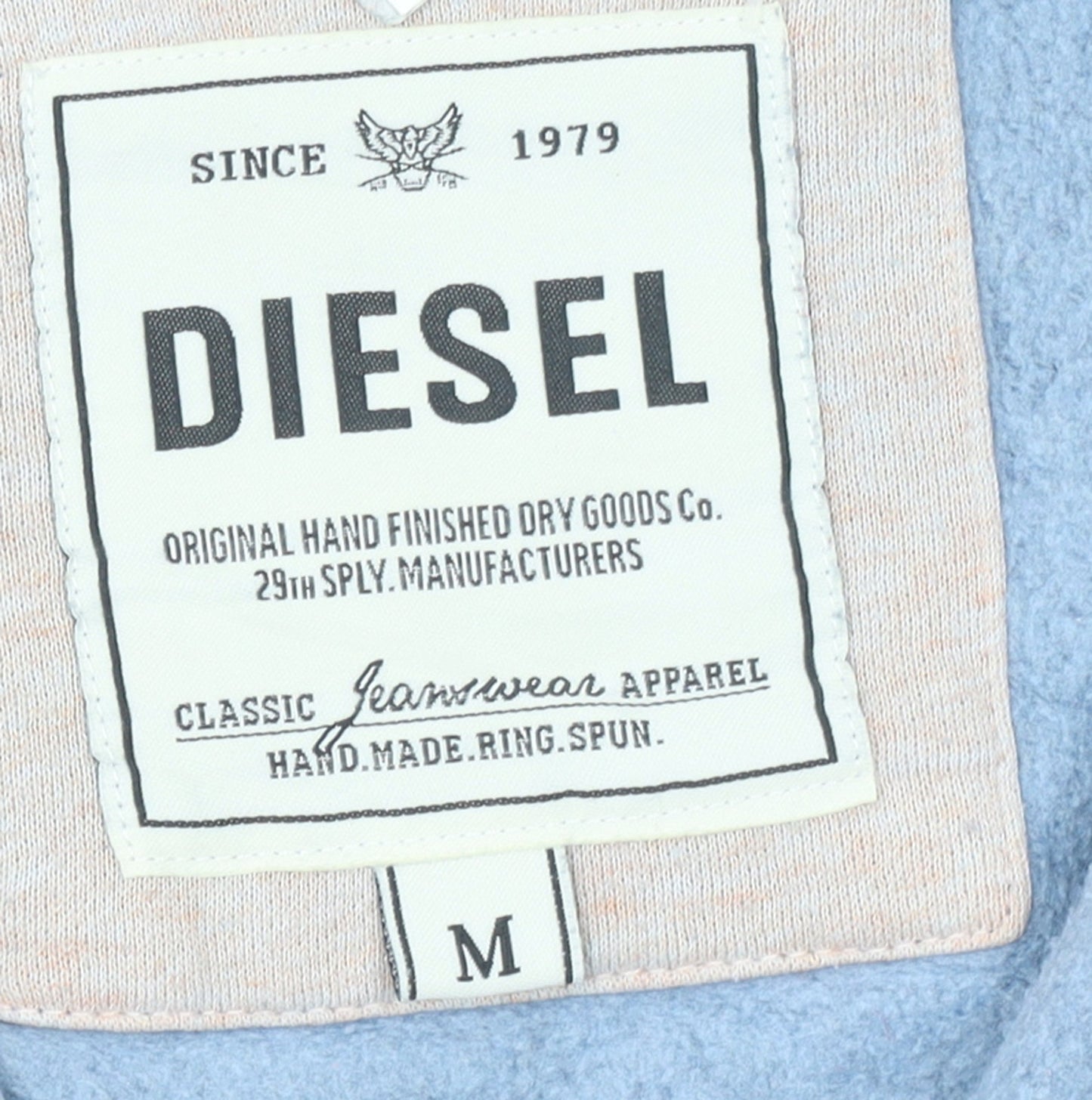 Diesel Women Blue Beige Full Zip Hoodie Size M Track & Field Logo