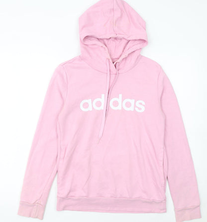 Additional front view of Adidas Women's Pink Pullover Hoodie, size S, Hooded Sweatshirt