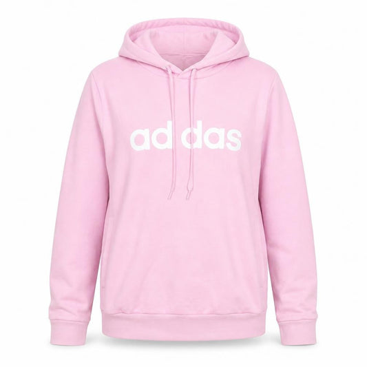 Front view of Adidas Women's Pink Pullover Hoodie, size S, Hooded Sweatshirt