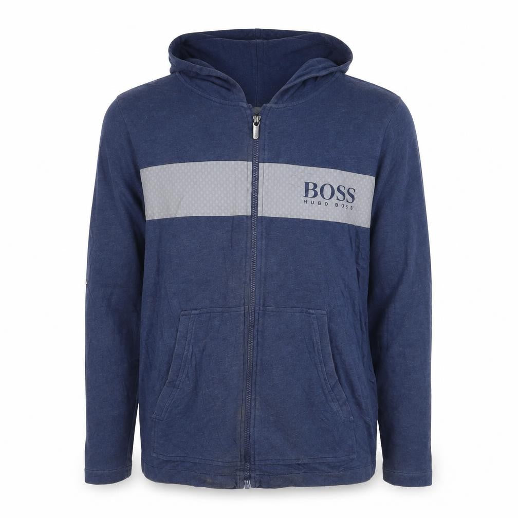 Hugo Boss Men's Blue Full Zip Hoodie Size S Jersey Cotton