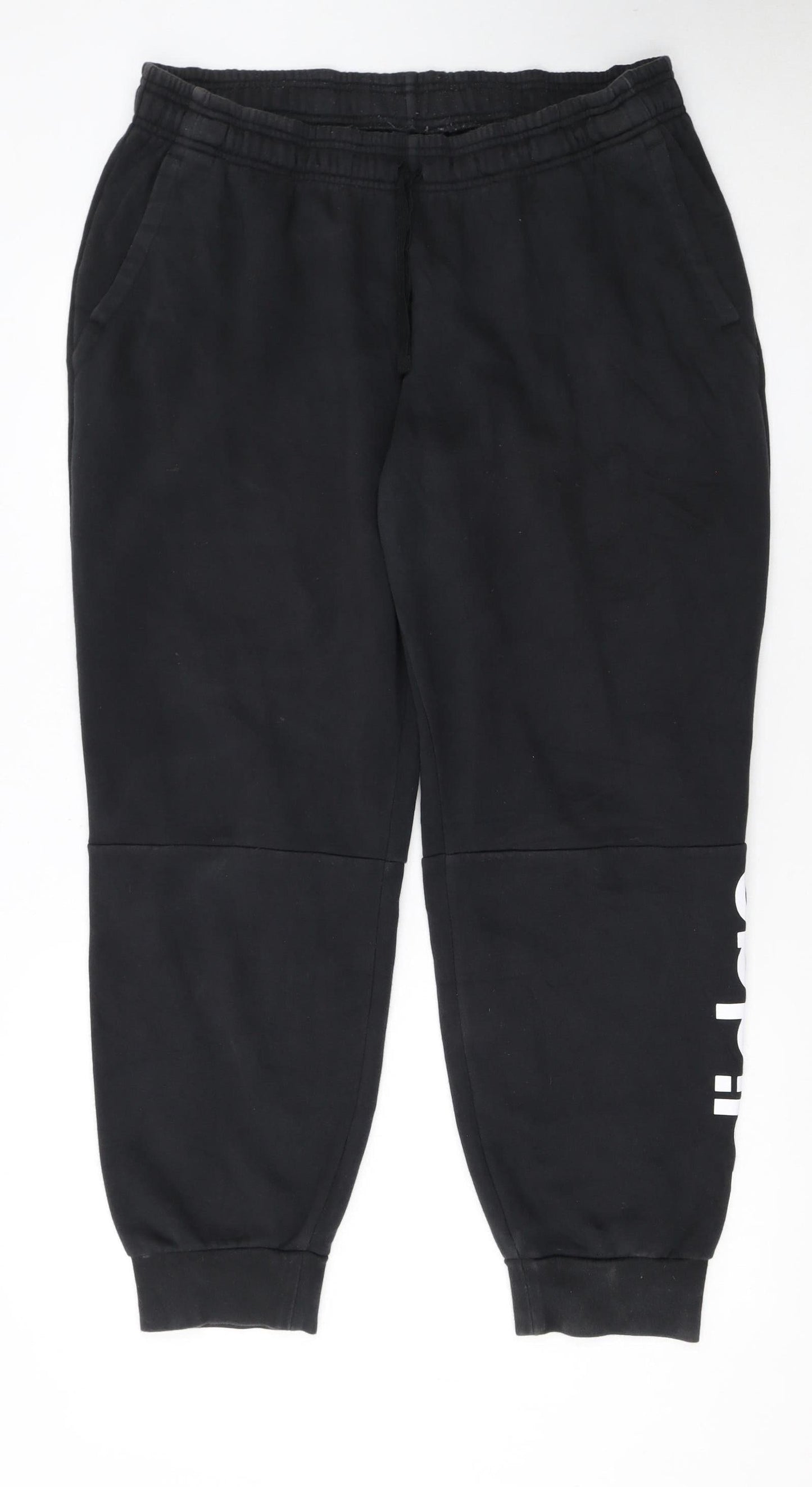 Adidas Womens Black XL Jogger Trousers Elastic Waist Fleece