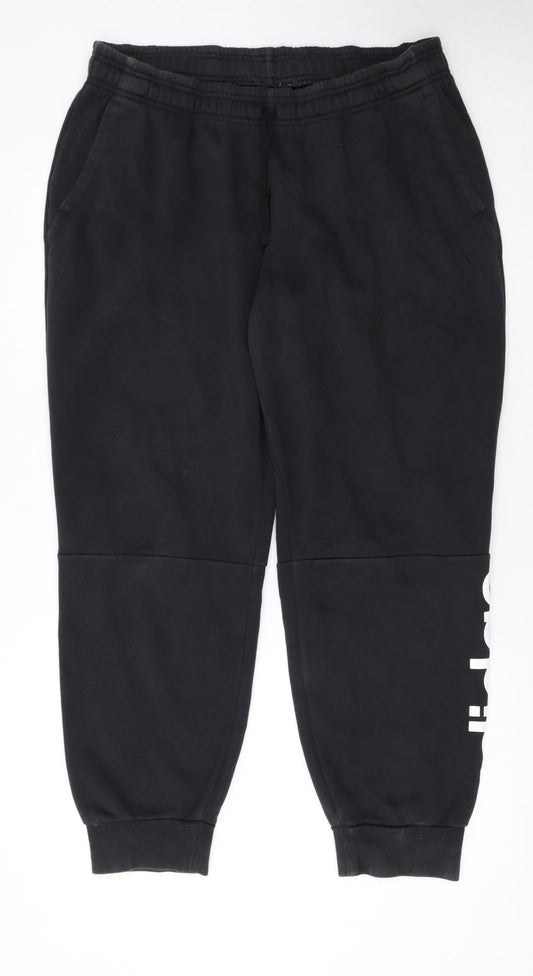 Adidas Womens Black XL Jogger Trousers Elastic Waist Fleece