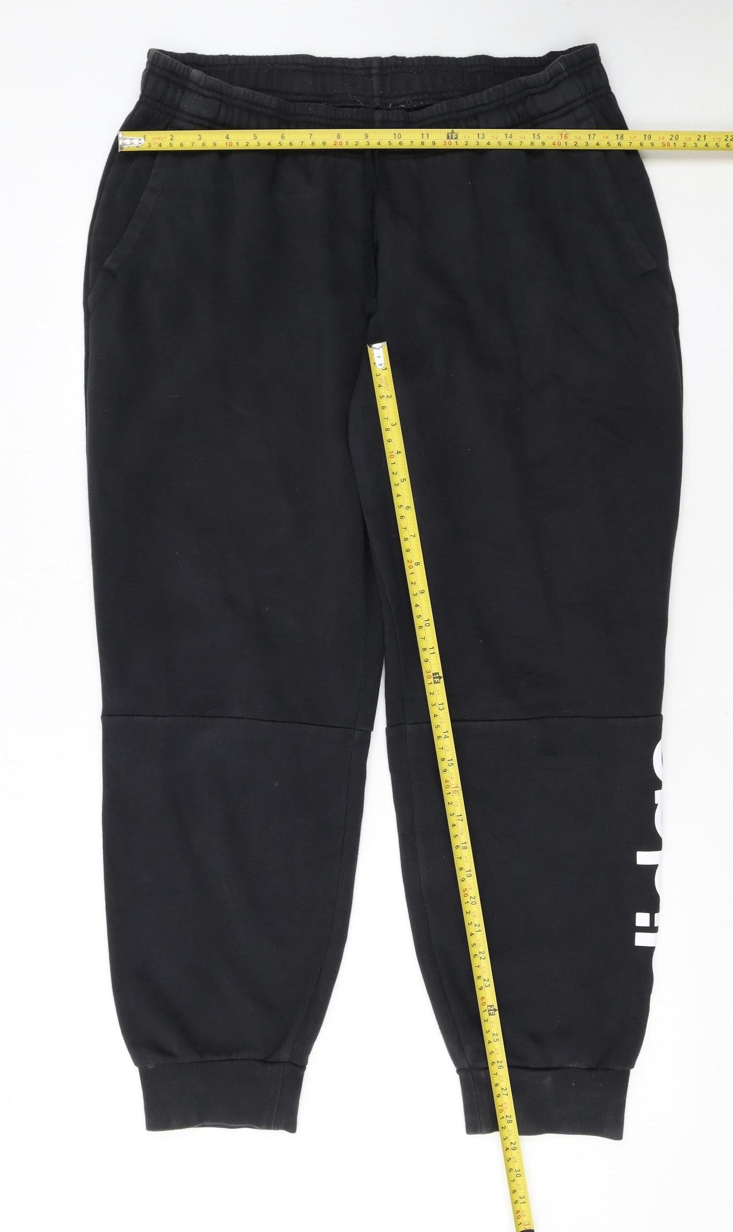 Adidas Womens Black XL Jogger Trousers Elastic Waist Fleece