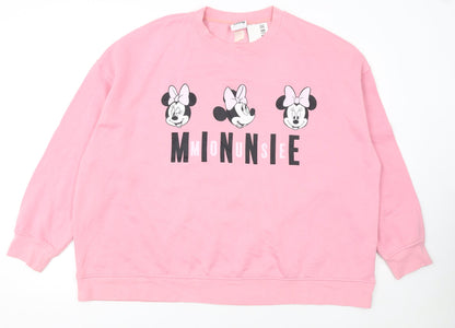 Front view of Disney Women Pink Minnie Mouse 2XL Pullover Sweatshirt