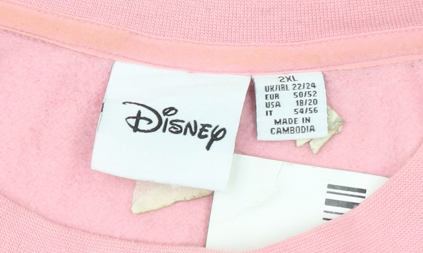 Disney Women Pink Minnie Mouse 2XL Pullover Sweatshirt