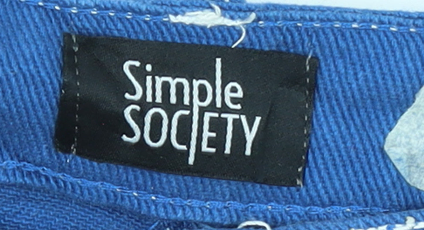 Simple Society Womens Blue Straight Leg 9 Regular Jeans