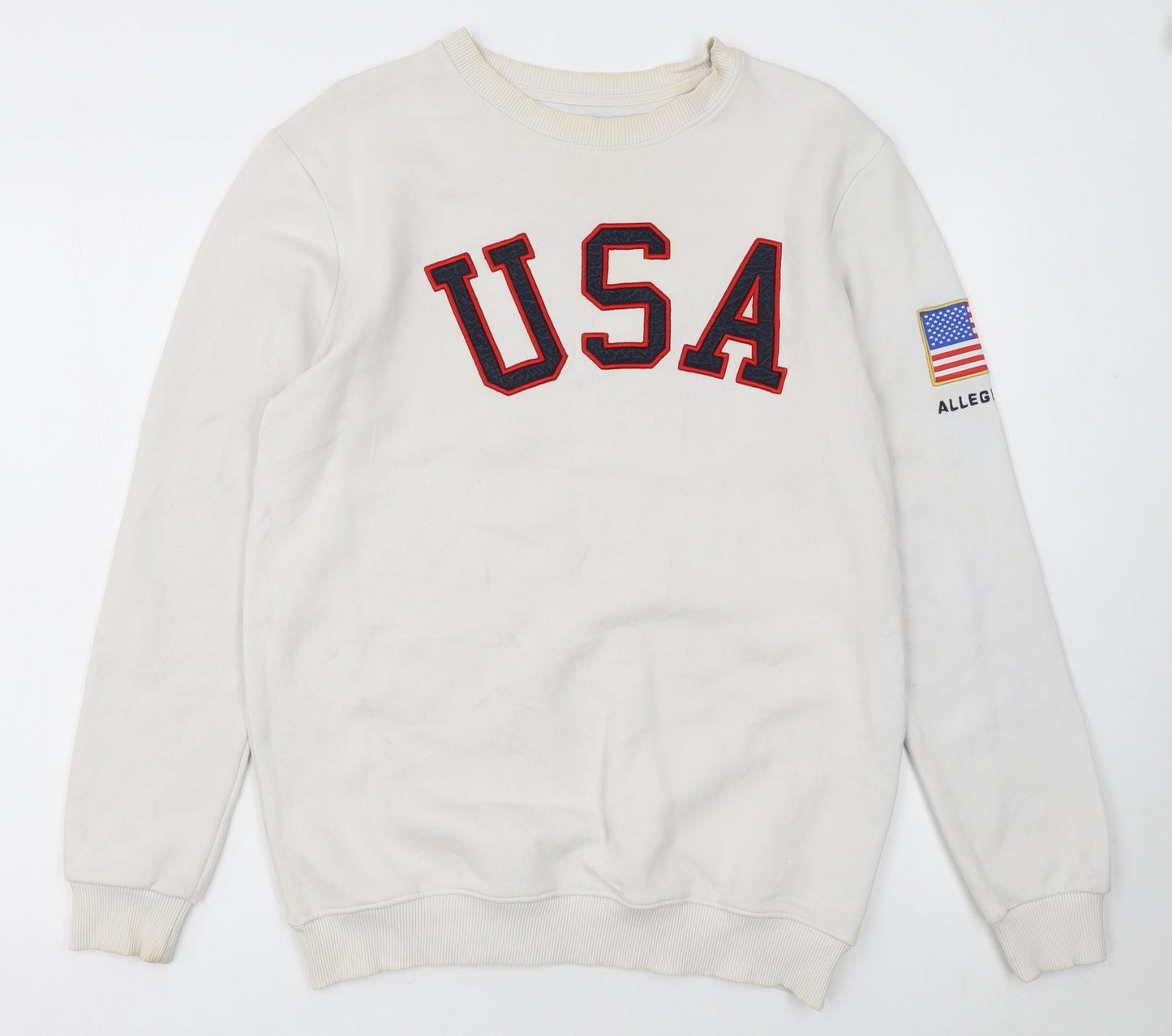 Allegiance Mens White USA Crew Neck Pullover Sweatshirt M
