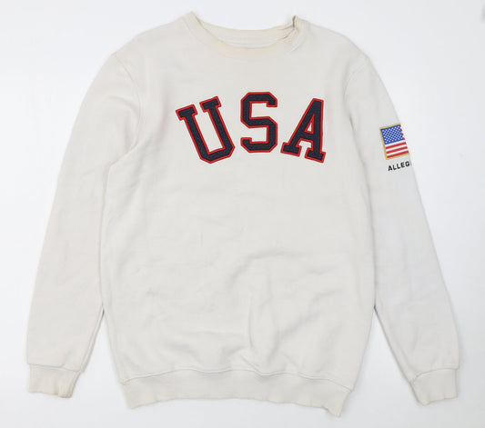 Allegiance Mens White USA Crew Neck Pullover Sweatshirt M