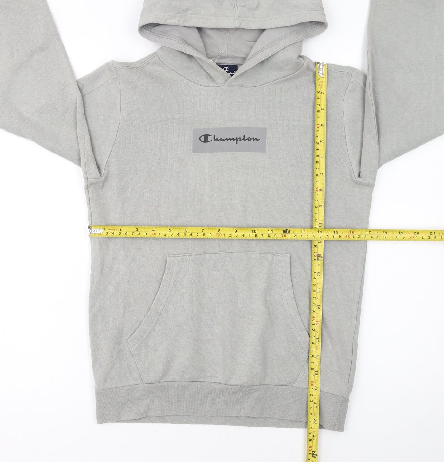 Champion Boys Grey Pullover Hoodie 11-12 Years Logo Fleece Sweatshirt