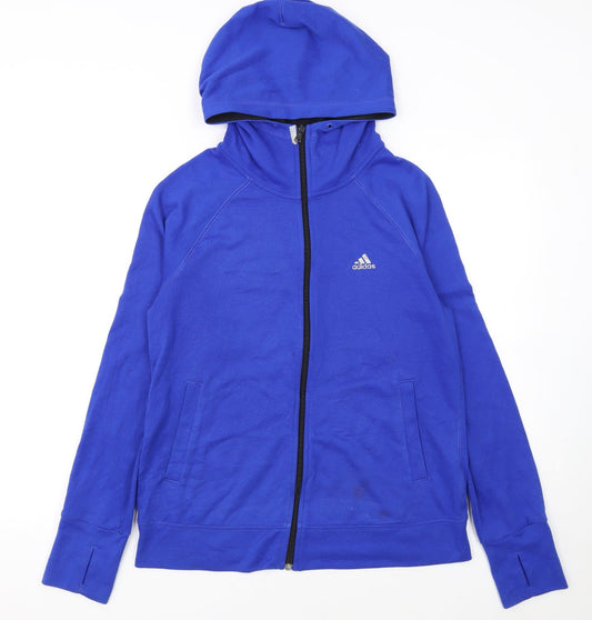 Adidas Womens Blue Climalite Full Zip Hoodie Size 12-14 M