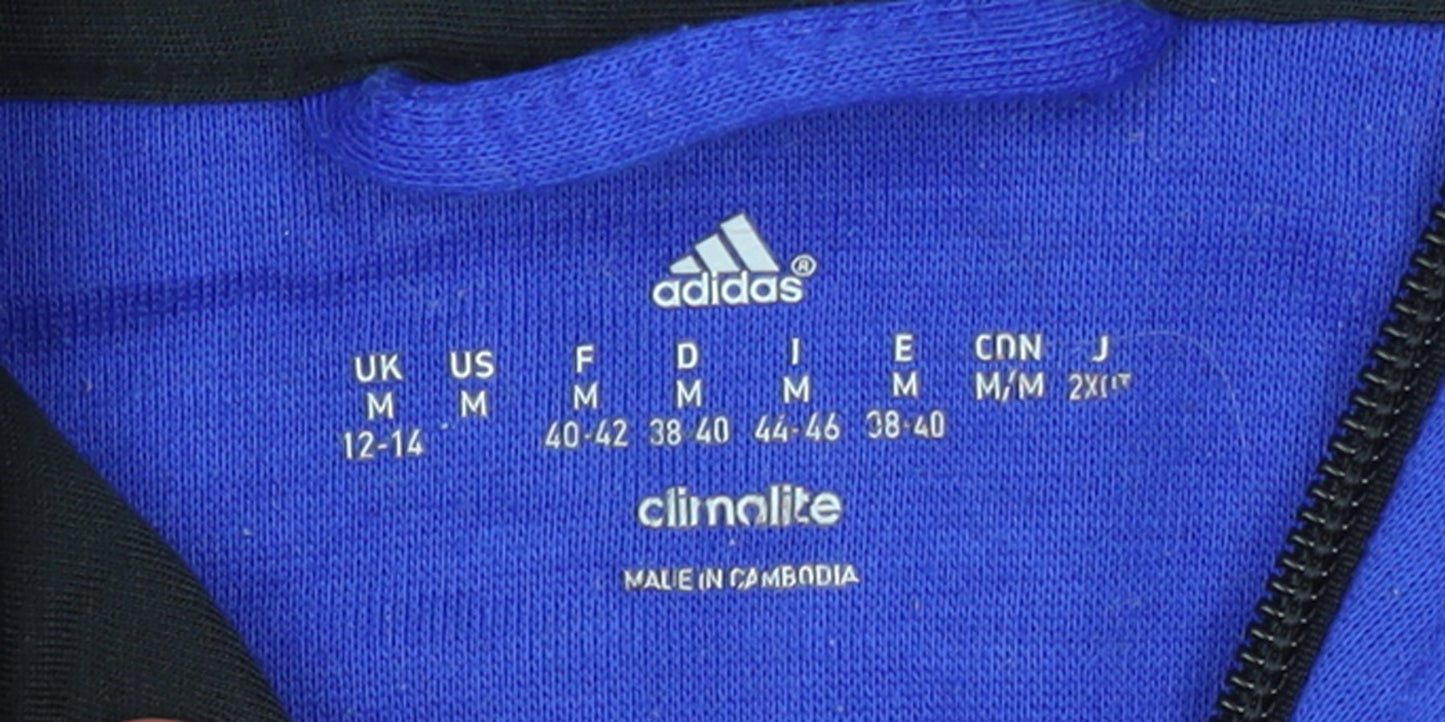 Adidas Womens Blue Climalite Full Zip Hoodie Size 12-14 M