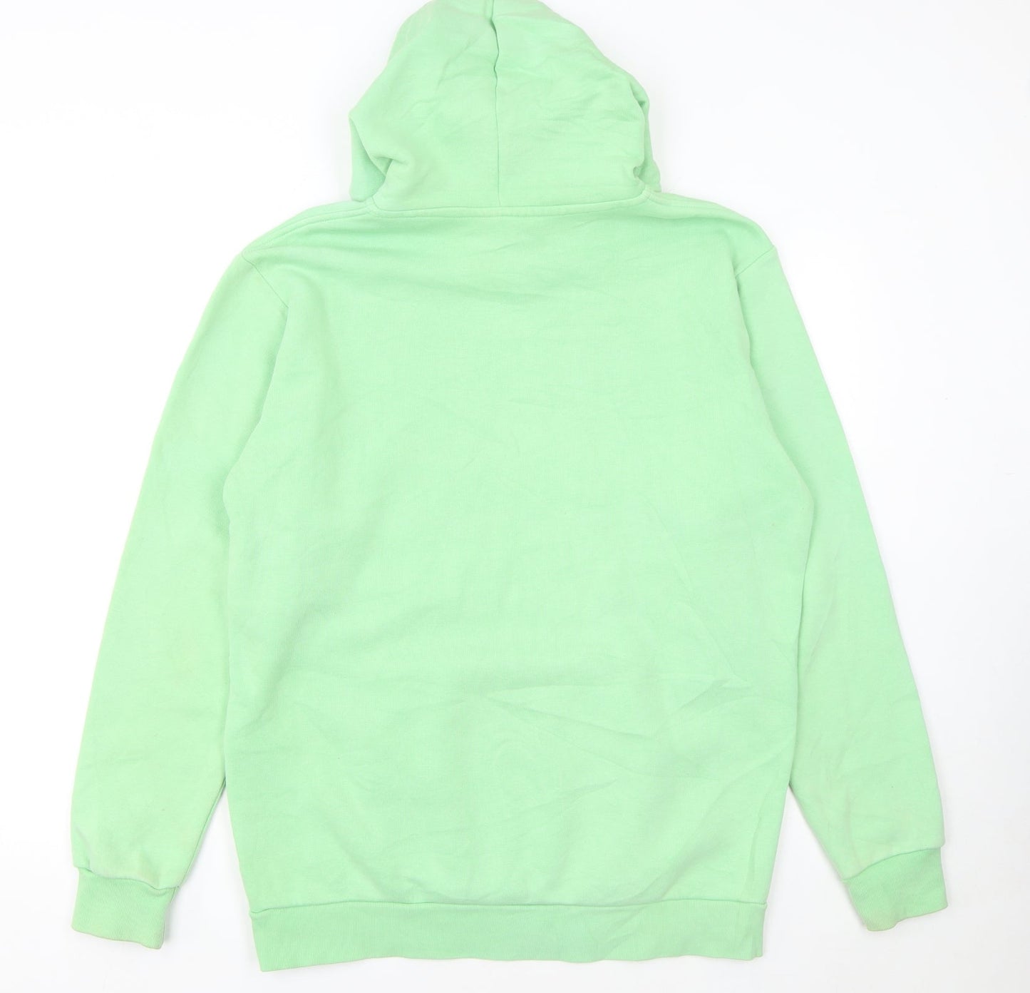 Adidas Mens Green Pullover Hoodie Size M Logo Fleece Sweatshirt