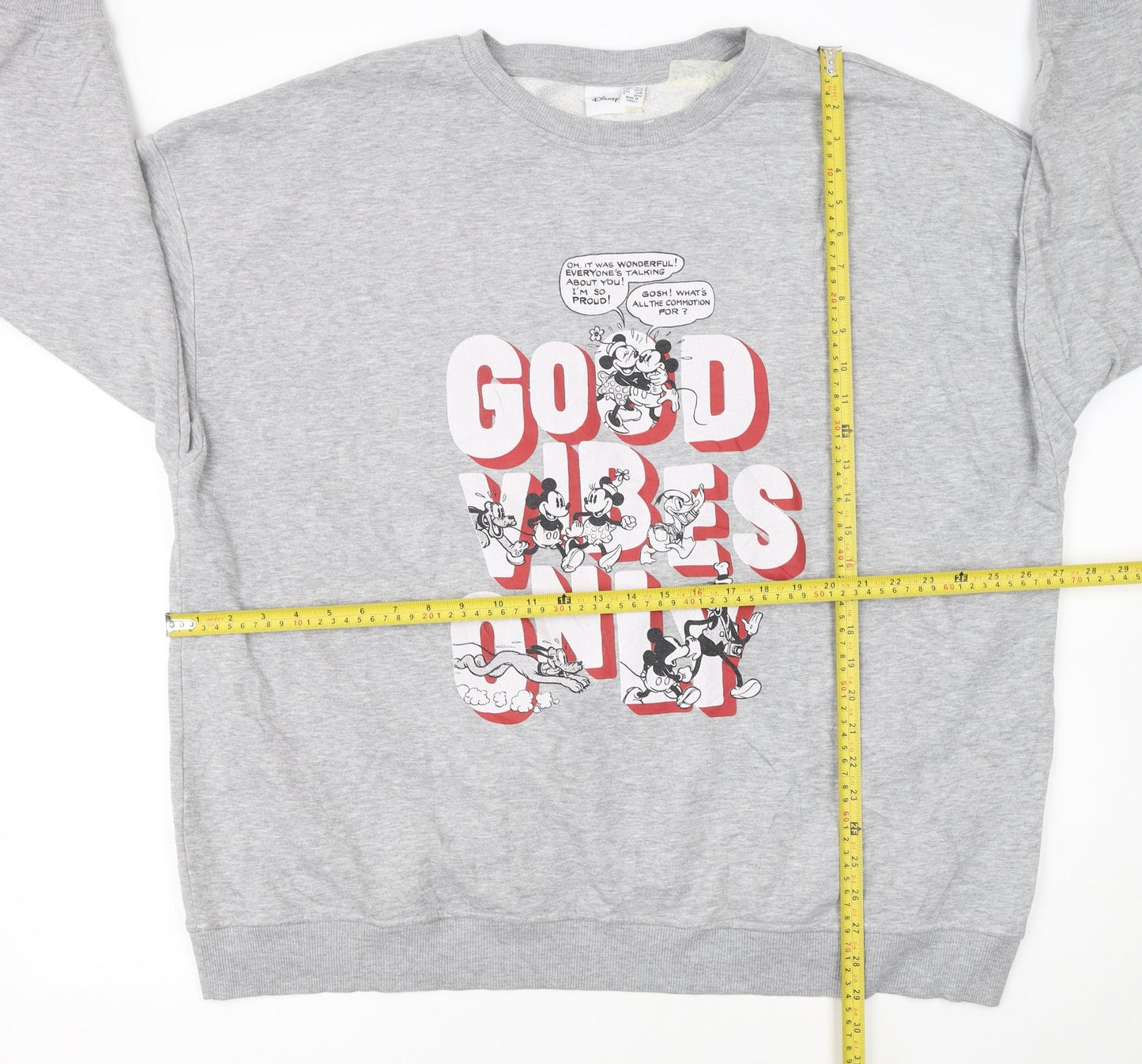Disney Women Grey XL Sweatshirt Mickey & Friends Good Vibes Only
