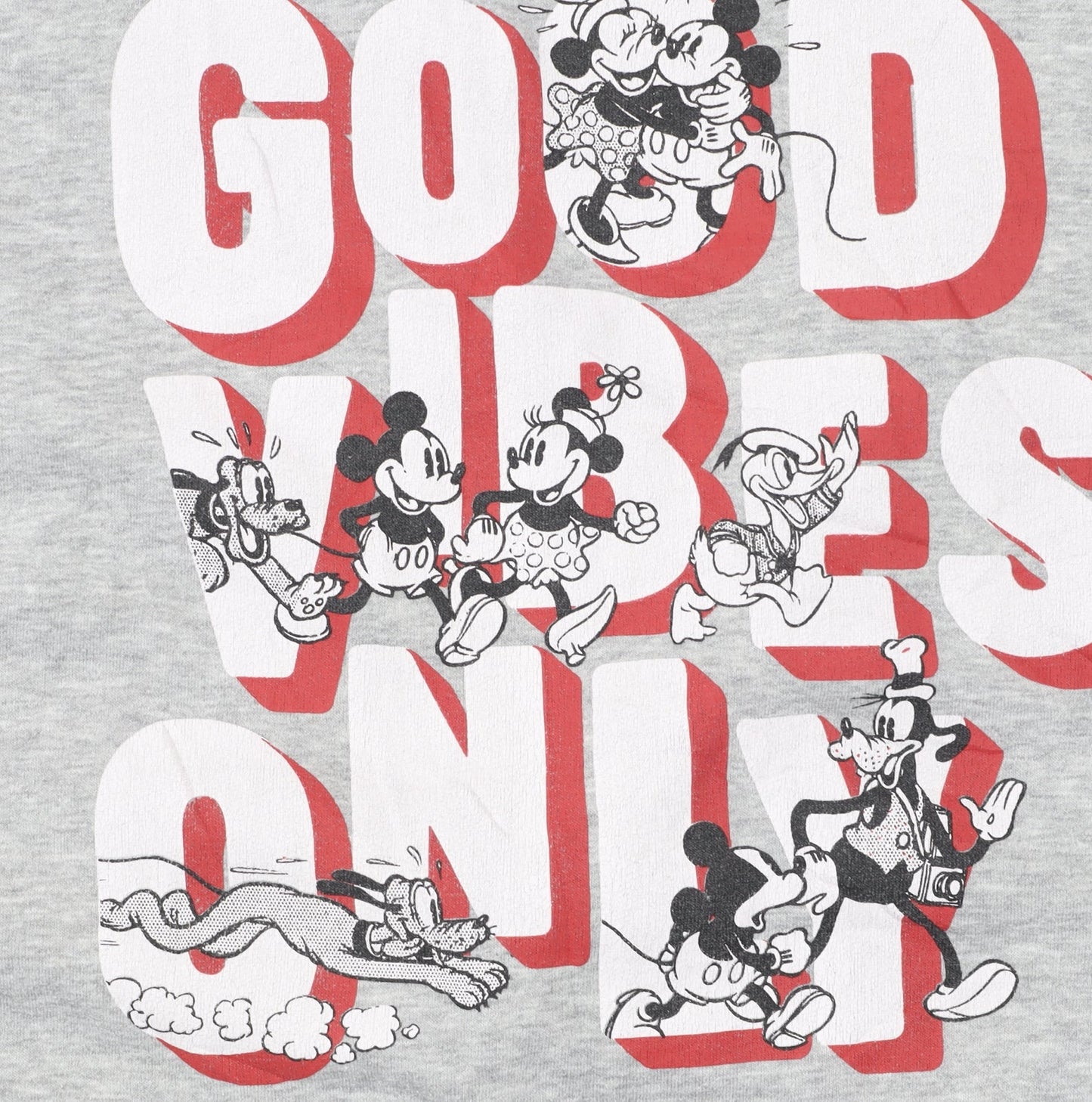 Disney Women Grey XL Sweatshirt Mickey & Friends Good Vibes Only