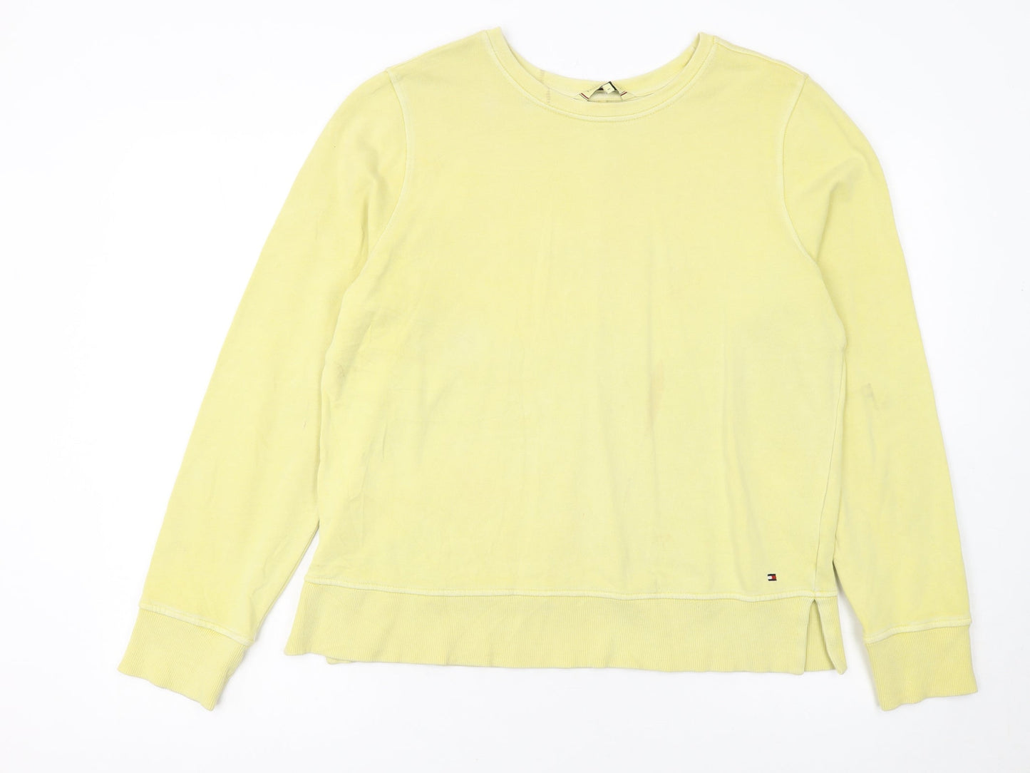 Tommy Hilfiger Women Yellow Cotton Crew Neck Pullover Sweatshirt M