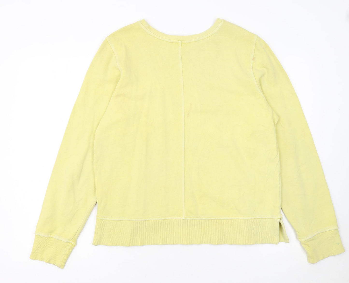 Tommy Hilfiger Women Yellow Cotton Crew Neck Pullover Sweatshirt M