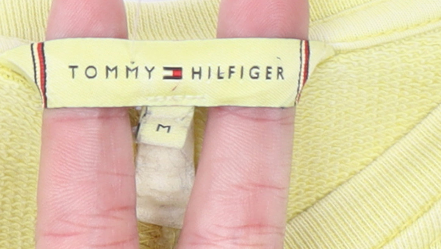 Tommy Hilfiger Women Yellow Cotton Crew Neck Pullover Sweatshirt M