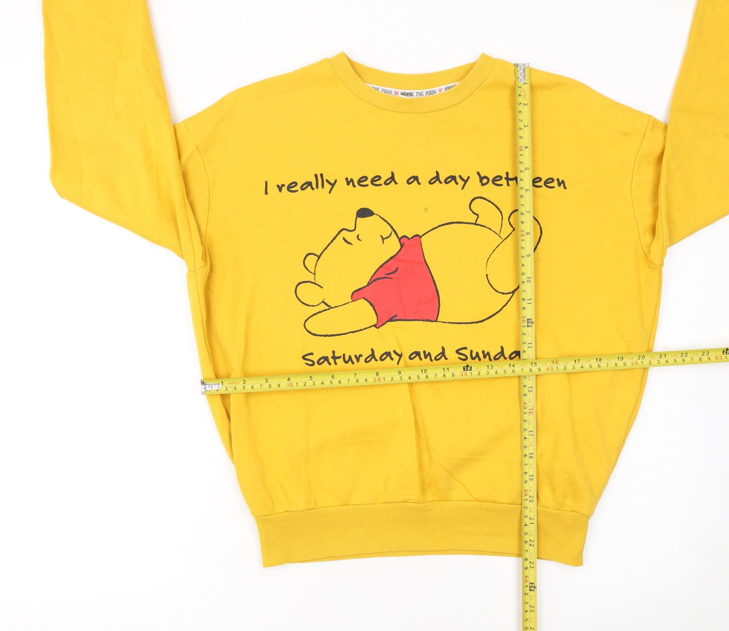 Disney Women’s Yellow Winnie the Pooh Graphic Pullover Sweatshirt XS