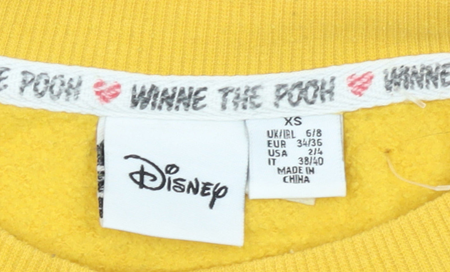 Disney Women’s Yellow Winnie the Pooh Graphic Pullover Sweatshirt XS