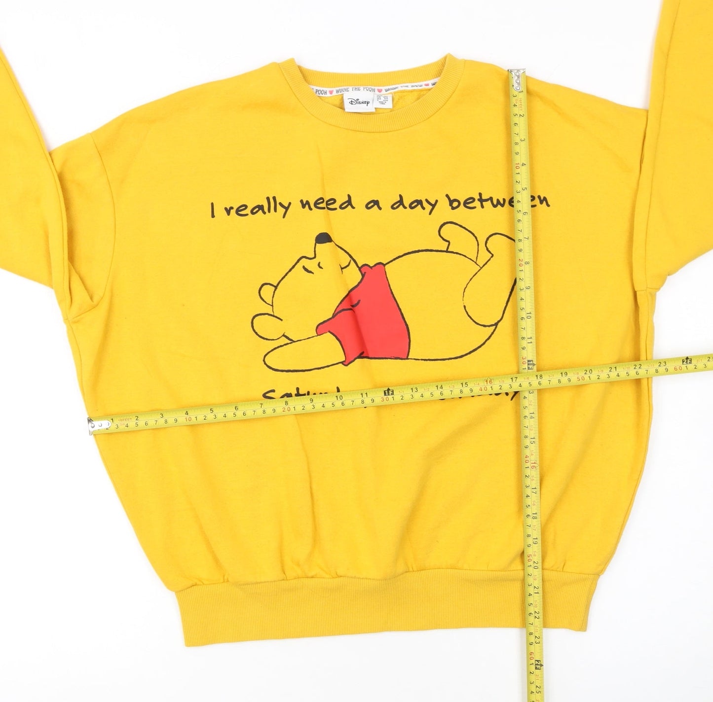 Disney Women Yellow Winnie the Pooh Sweatshirt Size 12/14