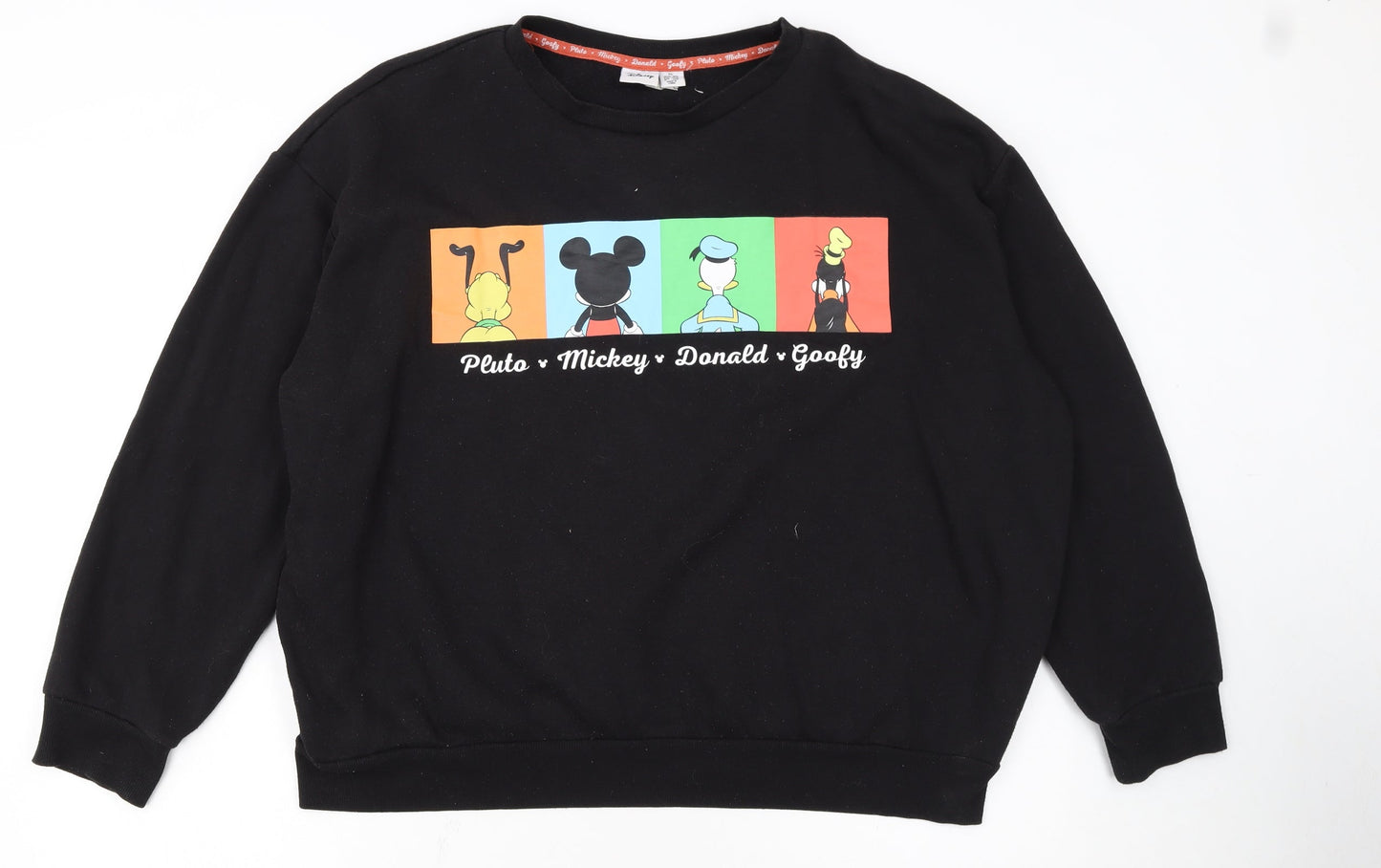 Disney Women Black XL Sweatshirt Mickey Donald Goofy Print