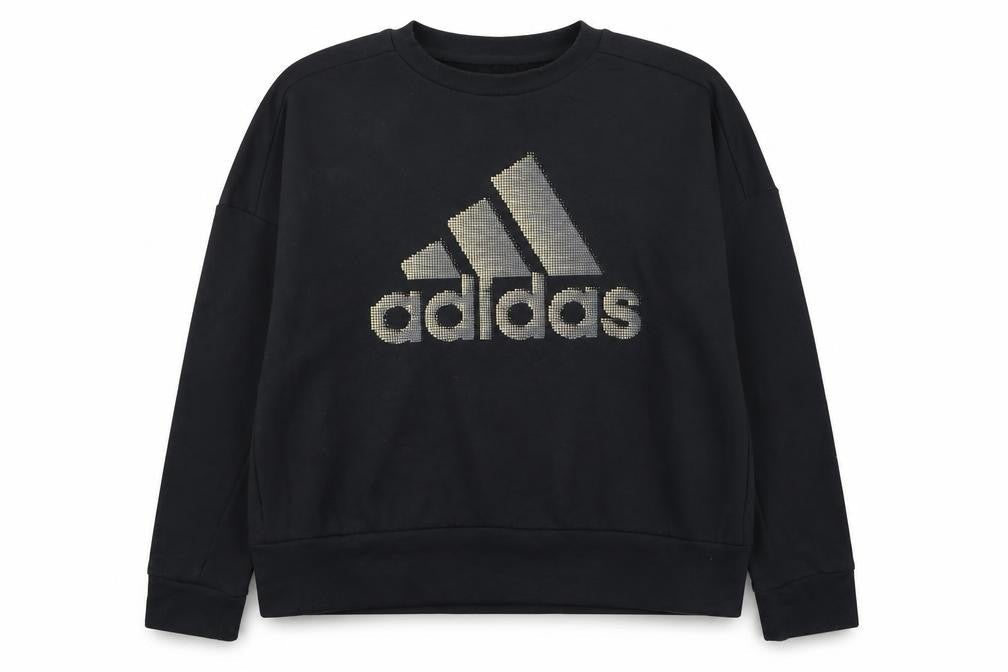 Adidas Womens Black Logo Pullover Sweatshirt L 14-16 Casual