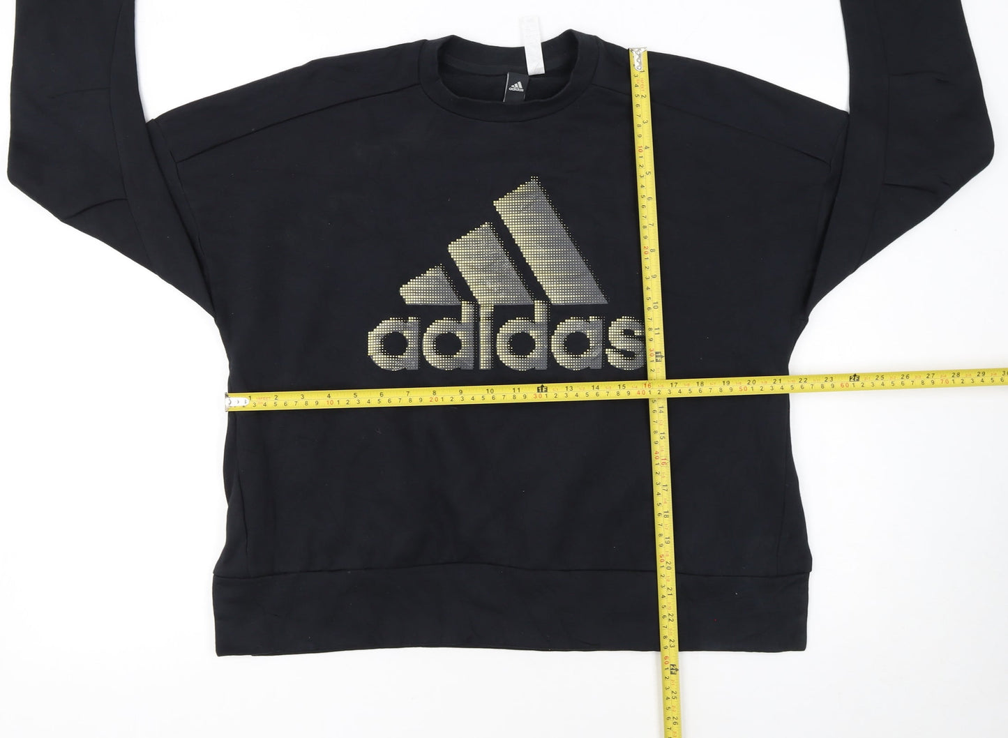 Adidas Womens Black Logo Pullover Sweatshirt L 14-16 Casual