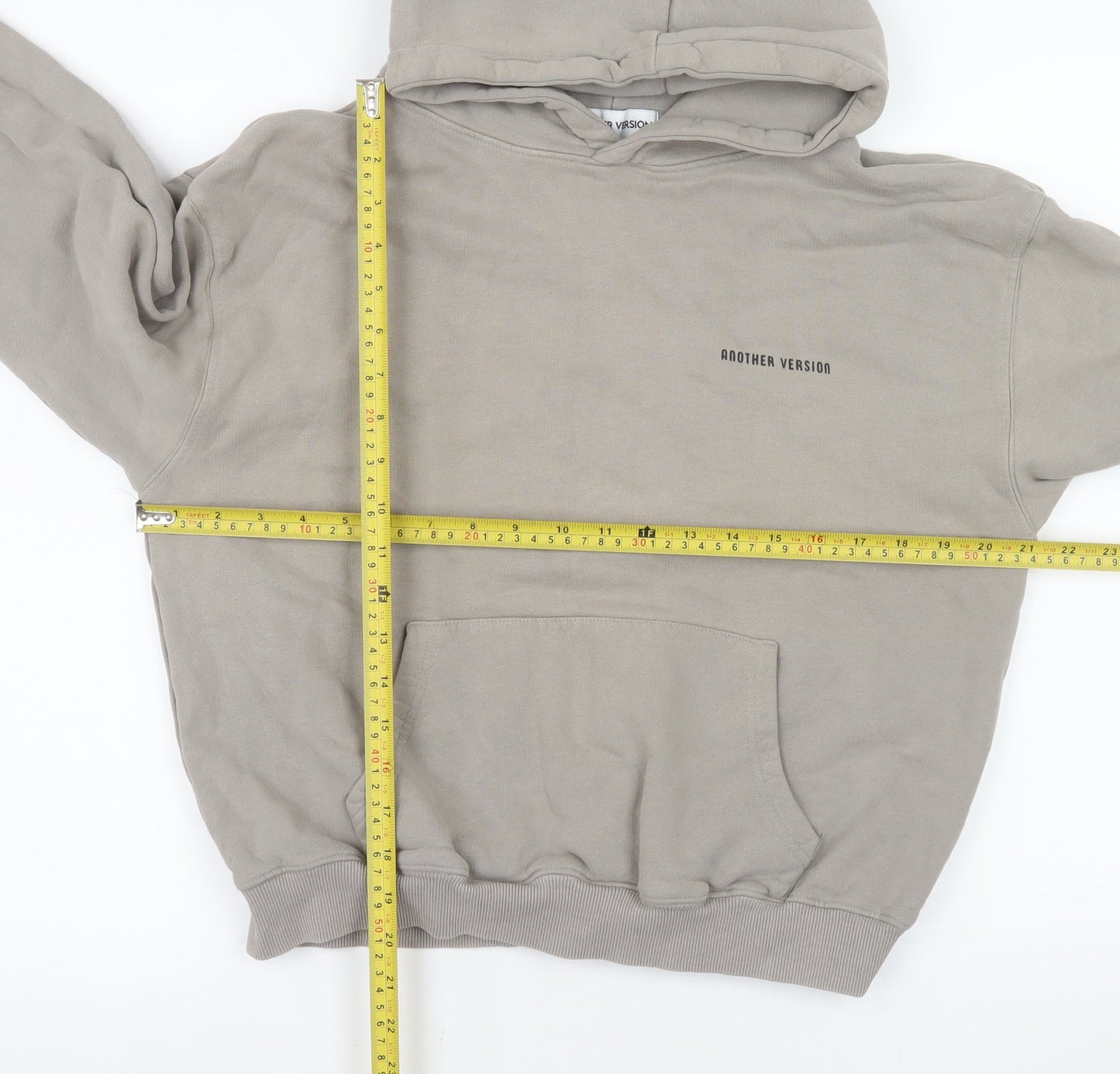 Another Version Men's Beige Pullover Hoodie Size S Cotton
