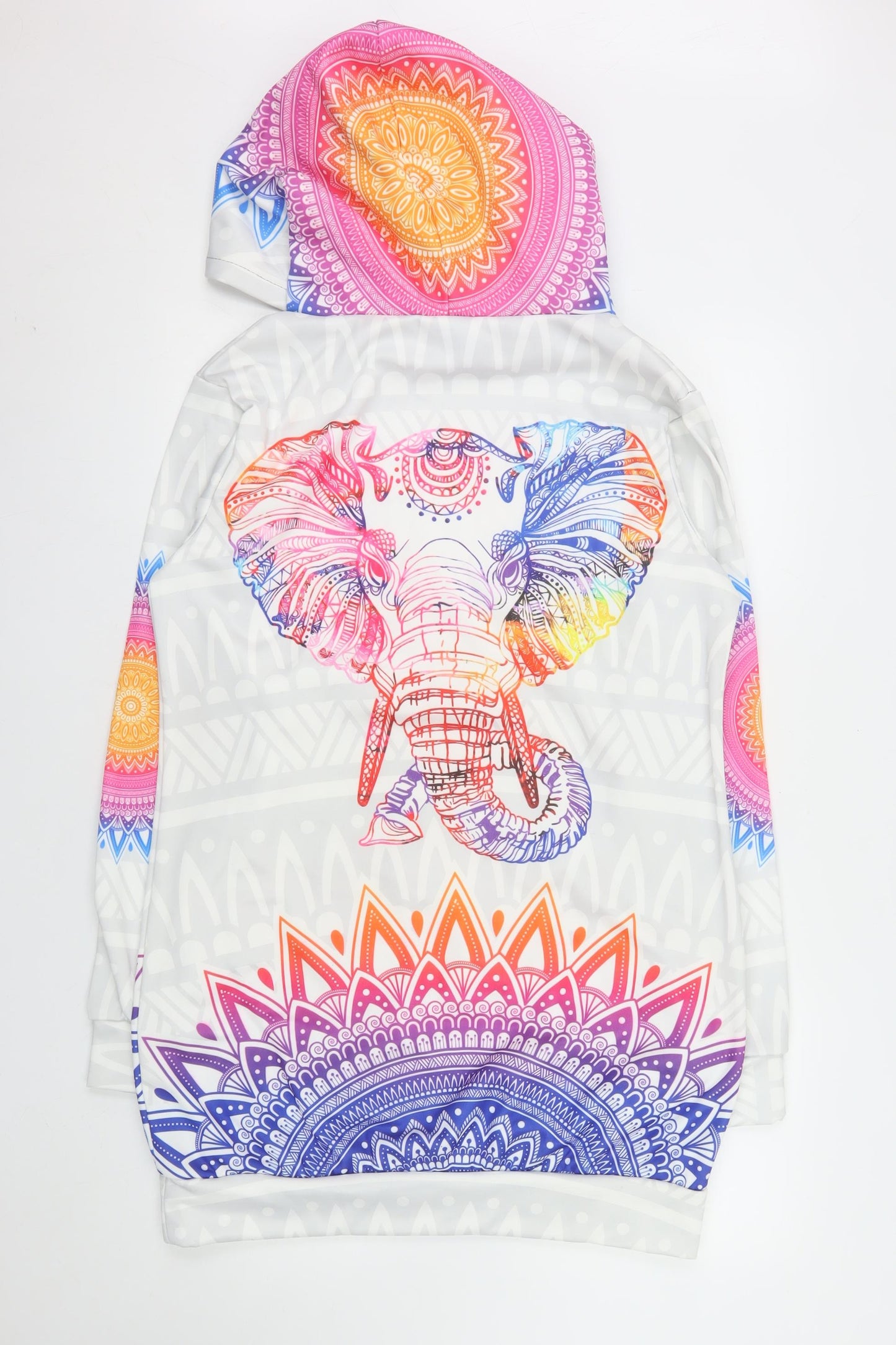 Yes We Vibe Unisex Multicoloured Elephant Graphic Pullover Hoodie Medium