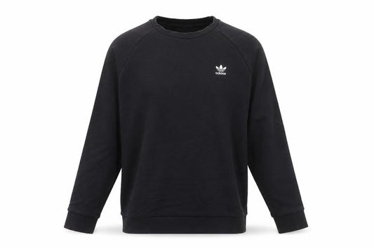 Adidas Men's Black Pullover Sweatshirt L Crew Neck Cotton Blend