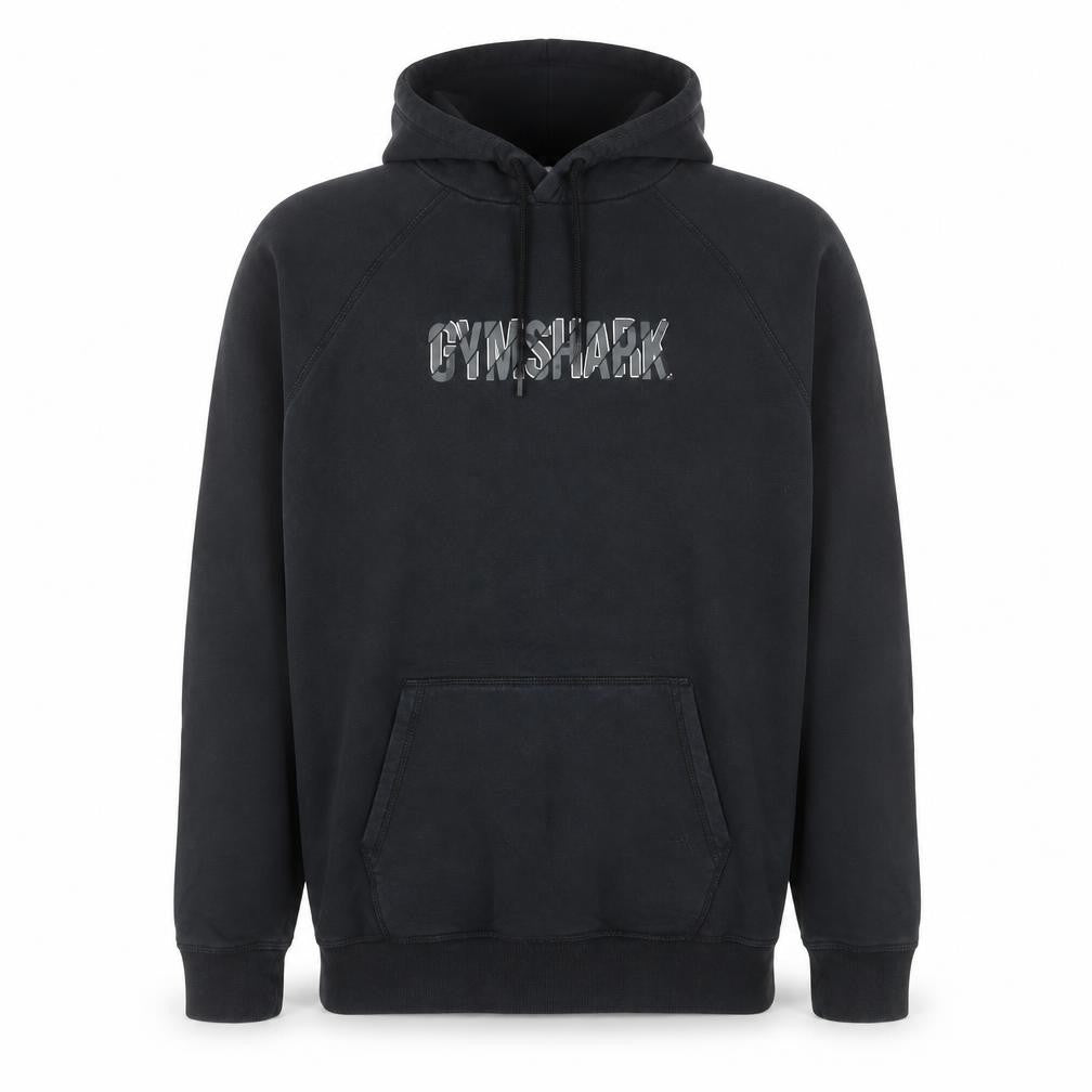 Gymshark Men Black Pullover Hoodie M Regular Fit Logo Fleece