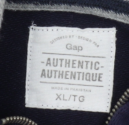 GAP Men’s Blue Full Zip Hooded Fleece Jacket XL Cotton Blend