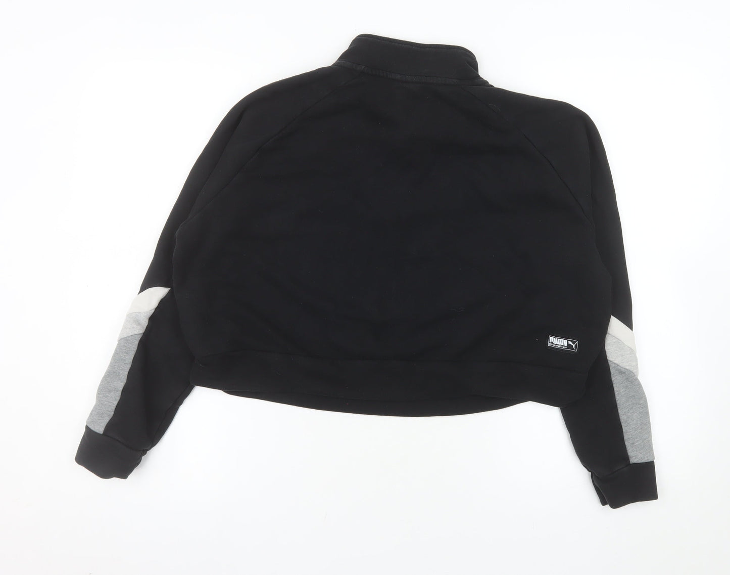 Puma Womens Black 1/4 Zip Cropped Sweatshirt Medium