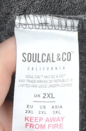 SoulCal & Co Women Grey 2XL Hooded Full Zip Cotton Blend Jacket