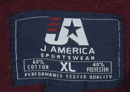 J. America Men’s Red XL Full Zip Hooded Fleece Jacket UM Duluth